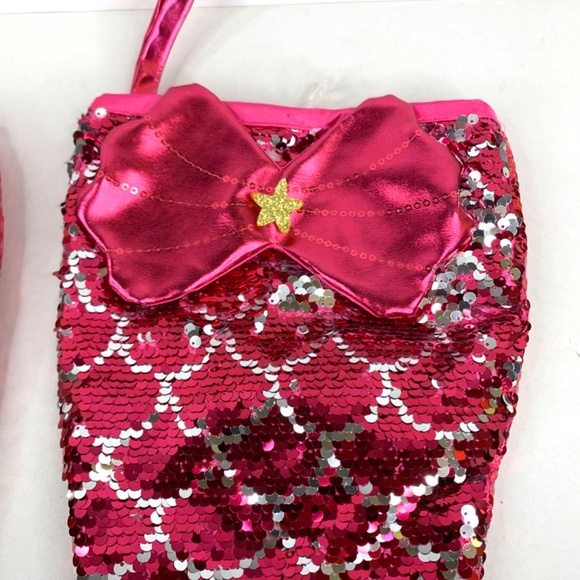2 Holiday Time Girls pink/mermaid tail sequin themed Christmas Holiday stocking - Picture 2 of 10